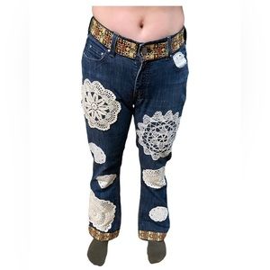 Up cycled Rider by Lee No Gap Waist Boot Cut Art Jeans